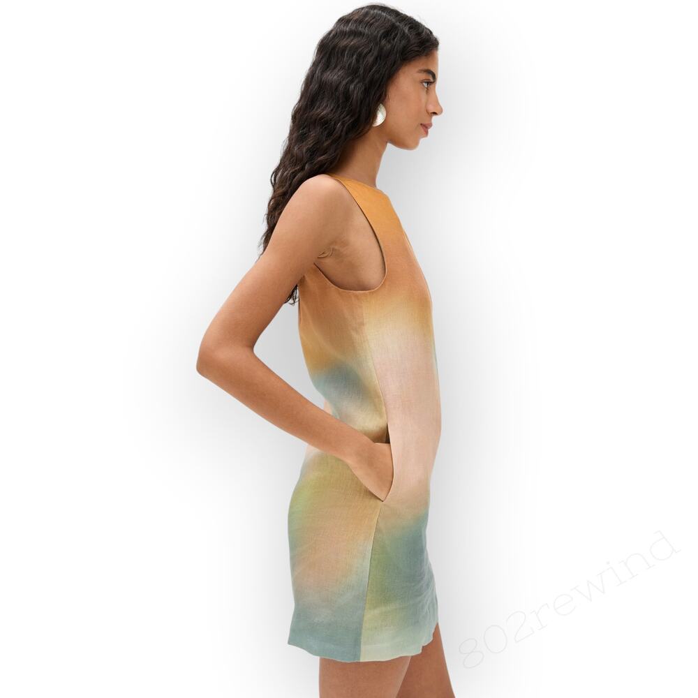 XL STAUD Boa Ombré Linen Shift Dress Pastel Clouds Mini Tank POCKETS - Picture 13 of 13